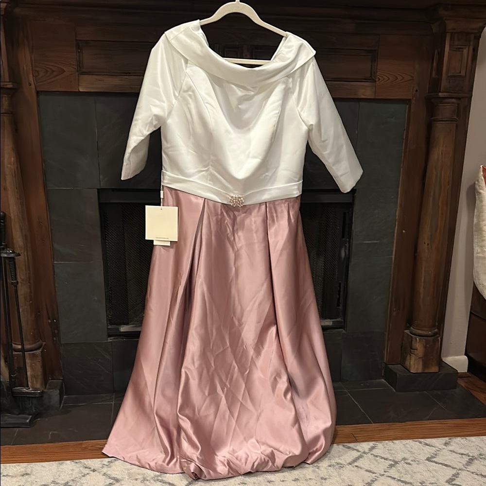 Elegant White and Pink Gown